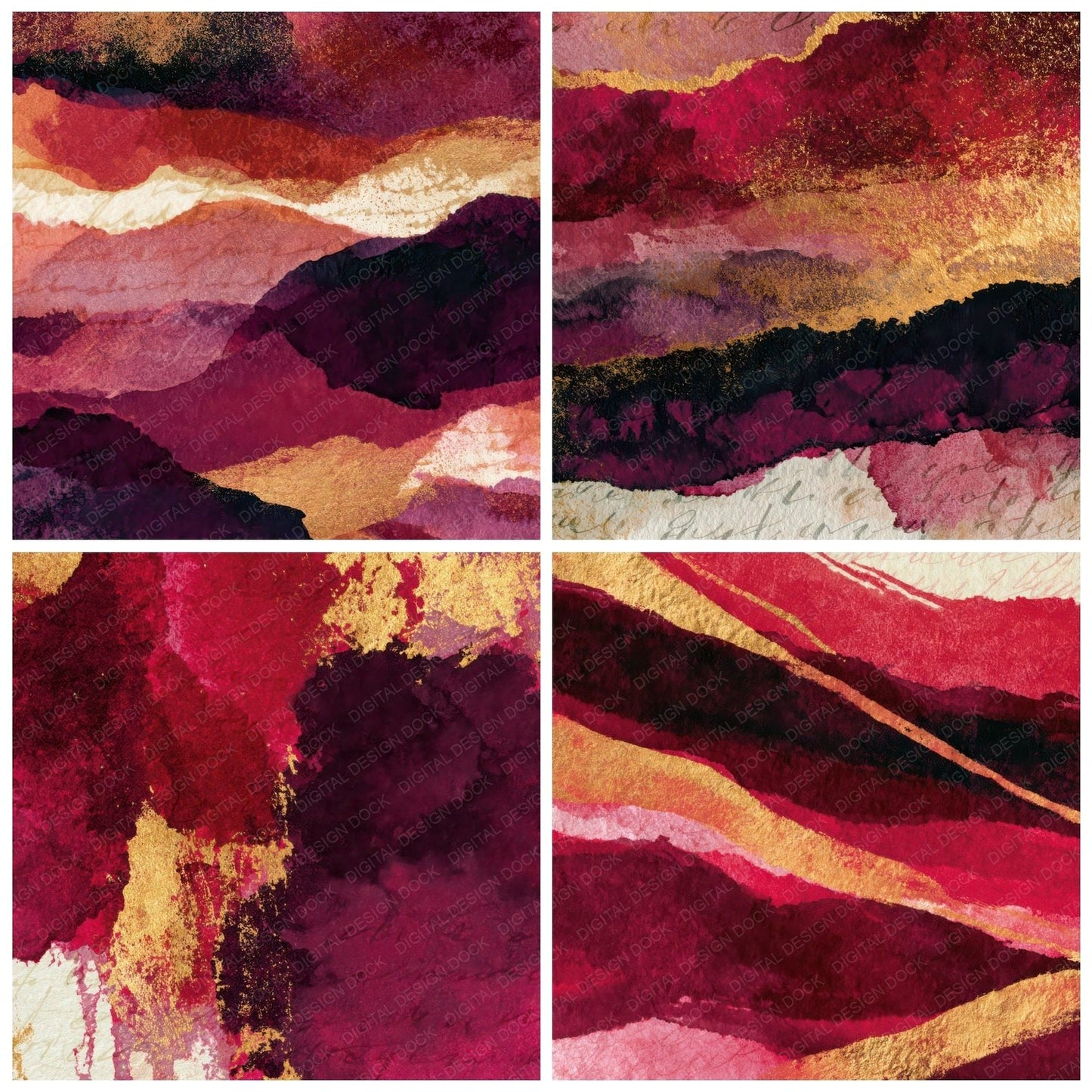Sumi-e Garnet Wine Tonal Digital Paper Pack (DDD013200)