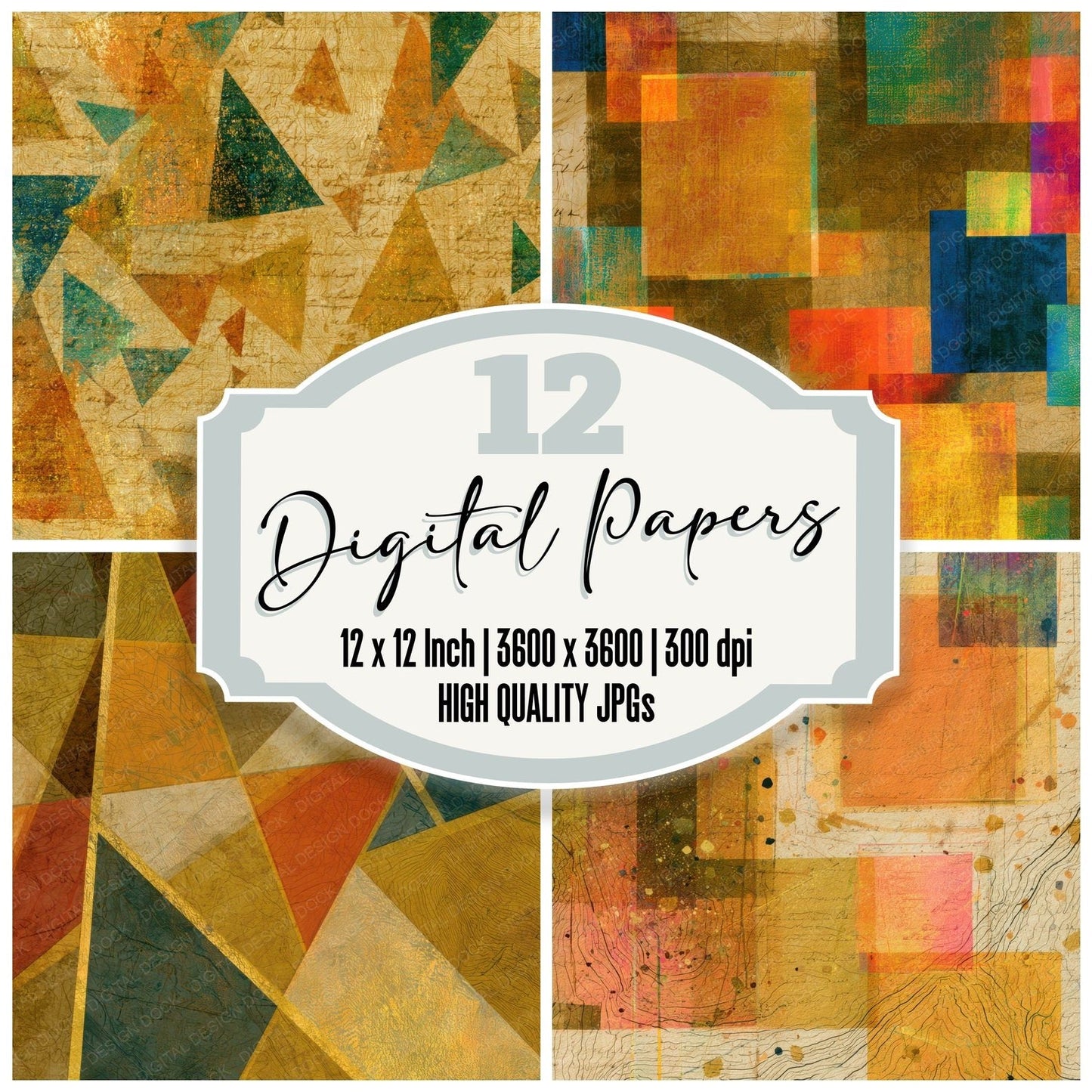 Antique Map Neon Caramel Parchment Digital Paper Pack (DDD013205)