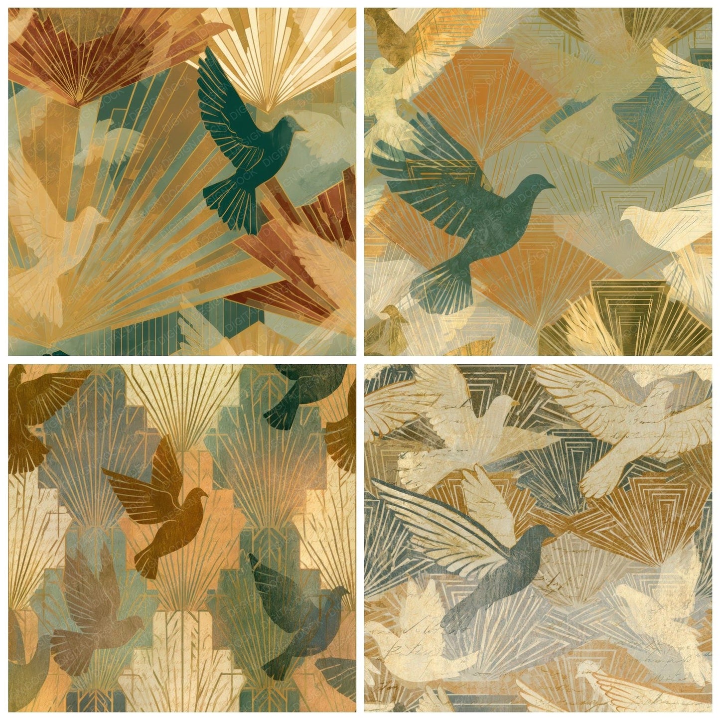 Art Deco Dove Amber Sage Digital Paper Pack (DDD013206)