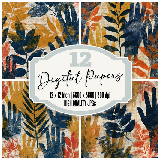 Blueprint Hands Of Fate Mustard Navy Digital Paper Pack (DDD013207)