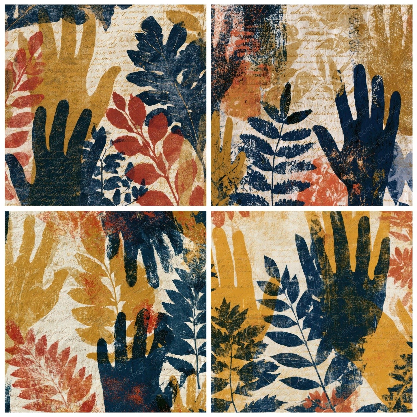 Blueprint Hands Of Fate Mustard Navy Digital Paper Pack (DDD013207)