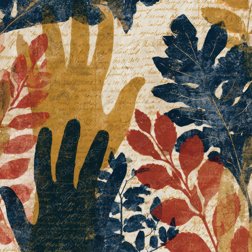 Blueprint Hands Of Fate Mustard Navy Digital Paper Pack (DDD013207)
