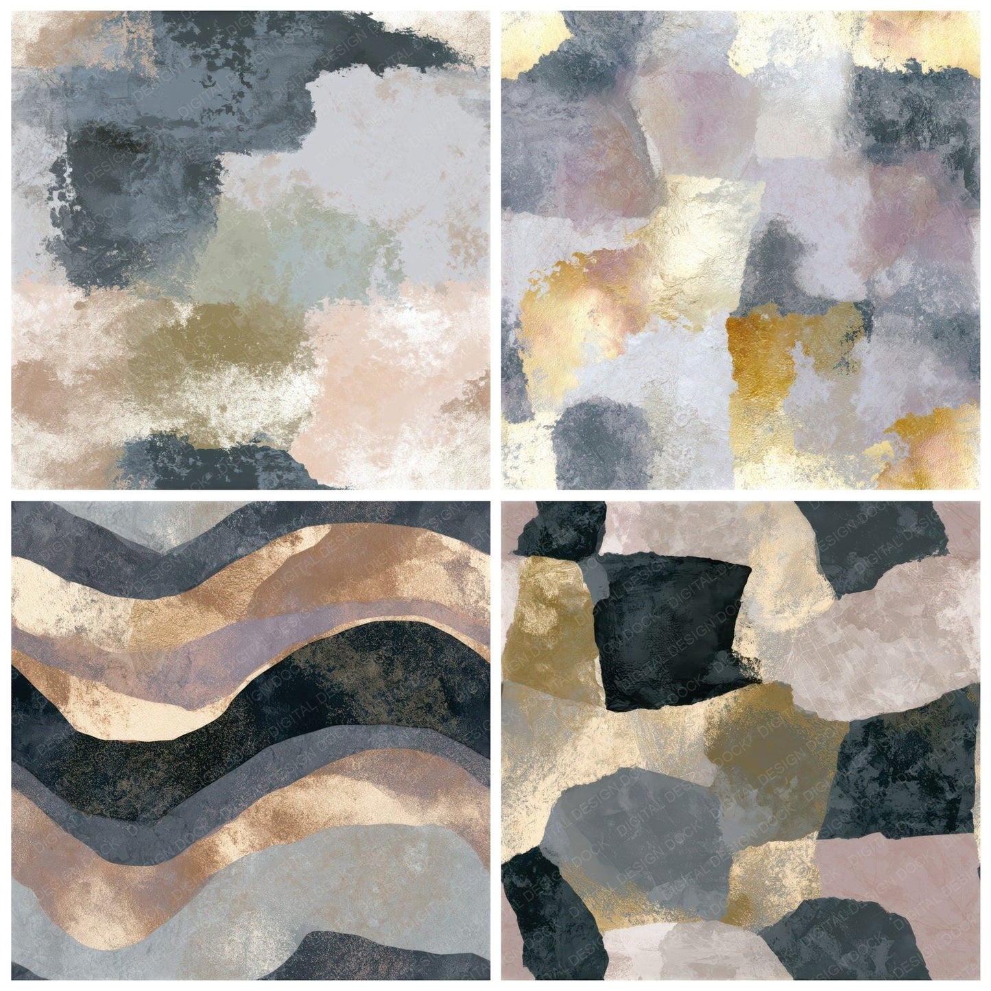 Bohemian Gunmetal Dove Pearl Texture Seamless Digital Paper Pack (DDD013208)
