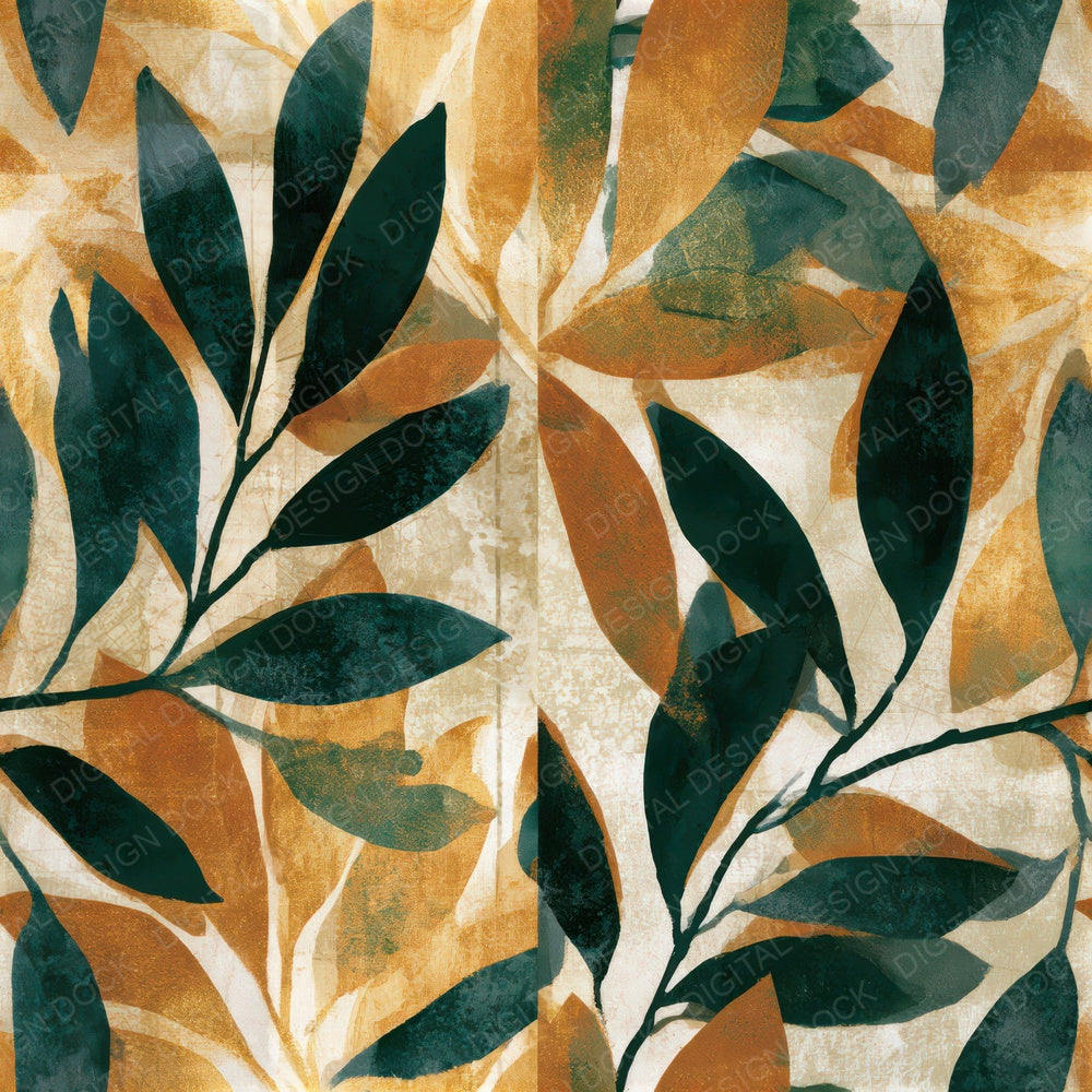 Bohemian Olive Branches Gold Seamless Digital Paper Pack (DDD013209)