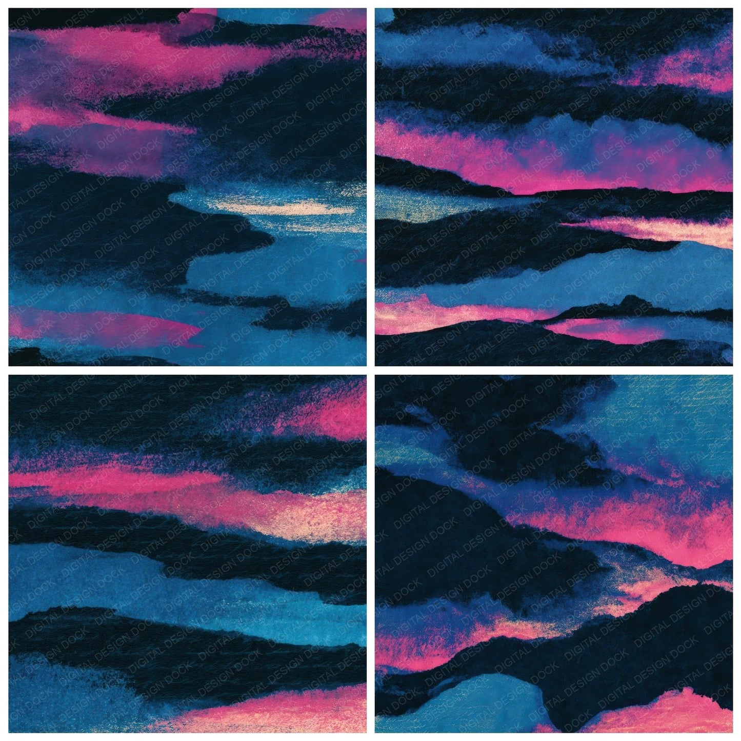 Cyanotype Electric Pink Cyan Abstract Digital Paper Pack (DDD013211)