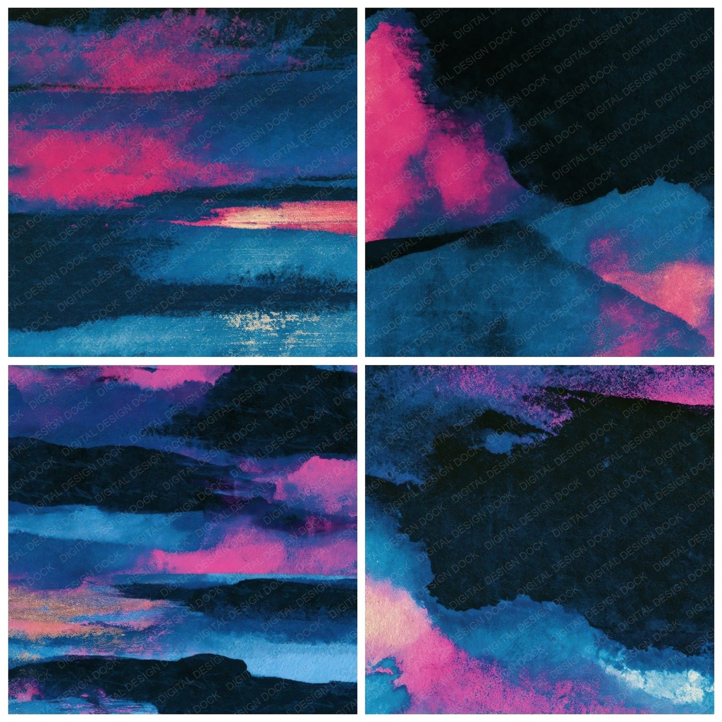 Cyanotype Electric Pink Cyan Abstract Digital Paper Pack (DDD013211)