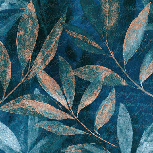 Cyanotype Olive Branches Sea Glass Digital Paper Pack (DDD013212)