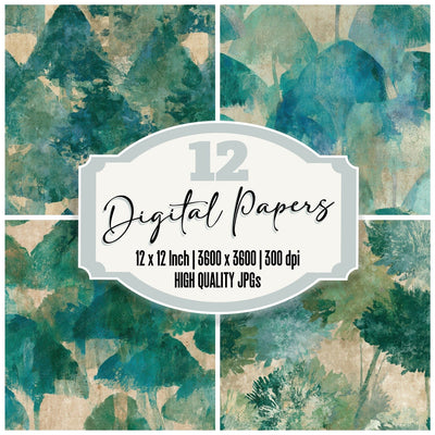 Impressionist Ink Caps Emerald Parchment Digital Paper Pack (DDD013215)