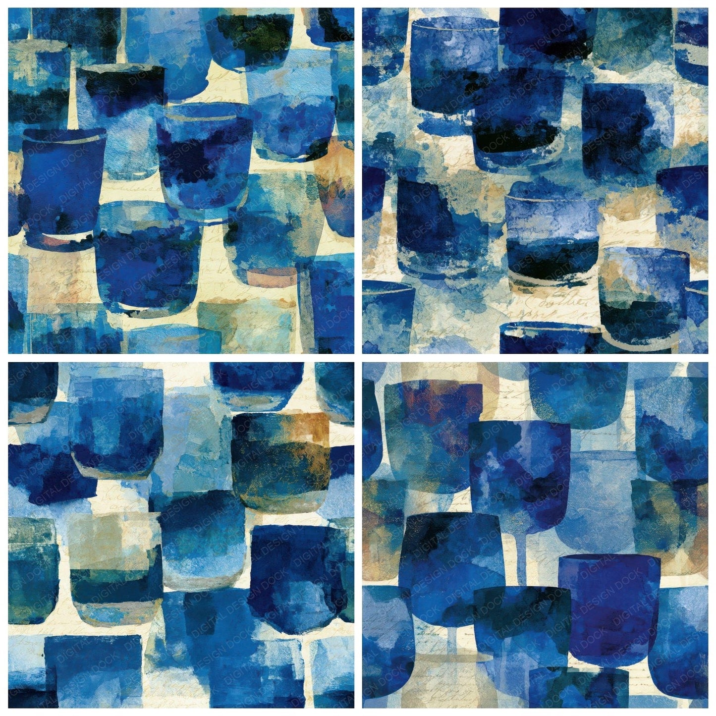 Ink Wash Whiskey Tumblers Denim Digital Paper Pack (DDD013217)