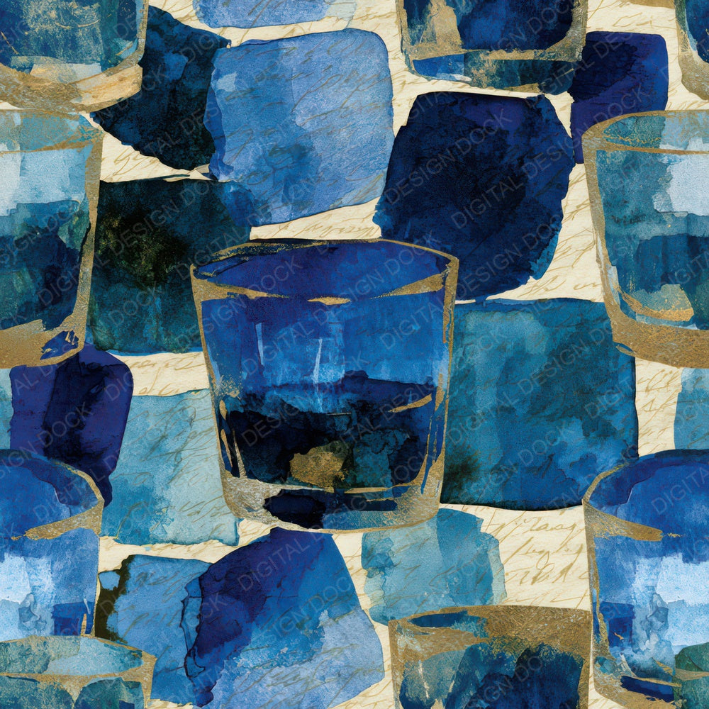 Ink Wash Whiskey Tumblers Denim Digital Paper Pack (DDD013217)