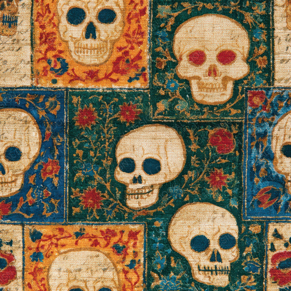Mughal Skulls Amber Forest Green Digital Paper Pack (DDD013218)
