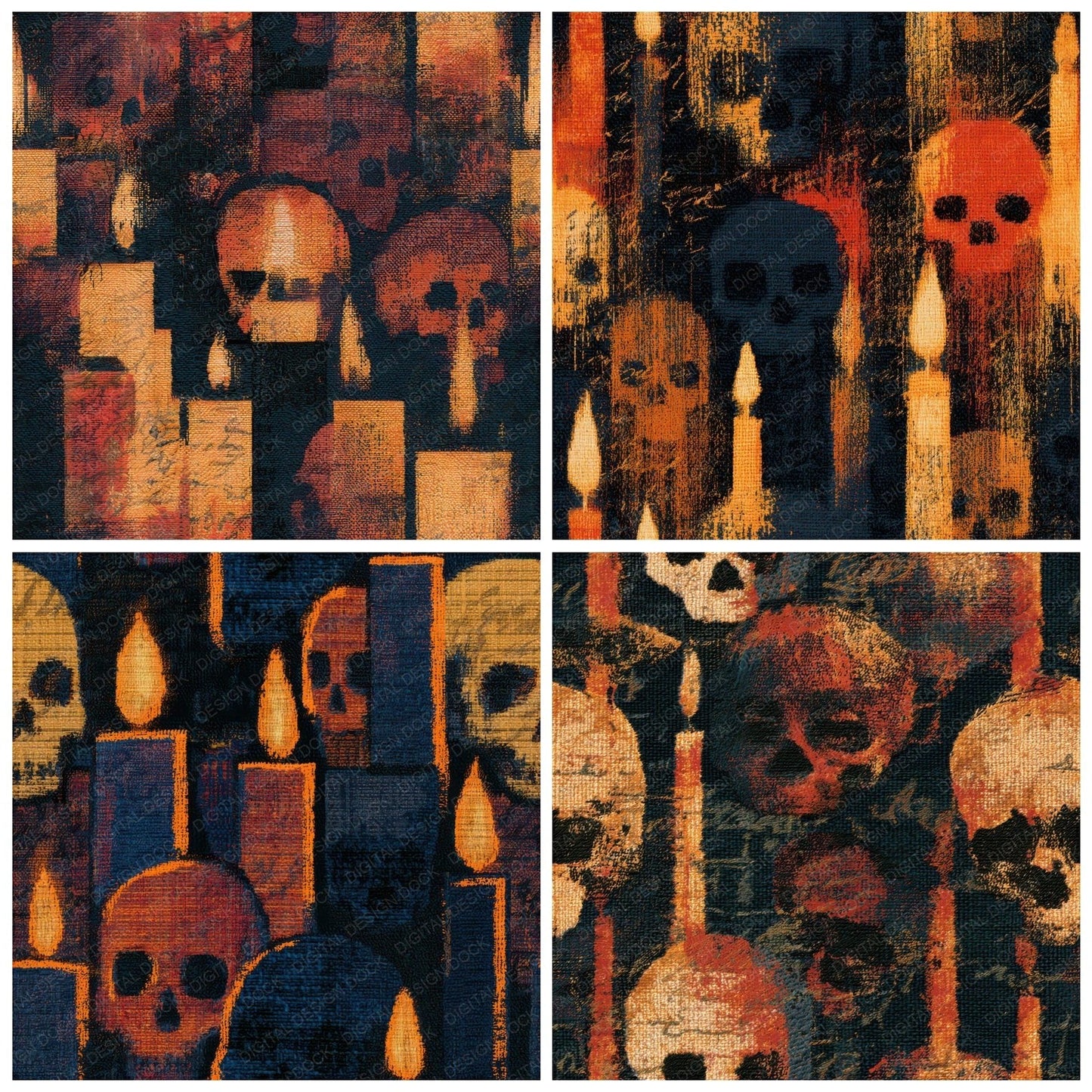 Tapestry Skulls Candles Copper Seamless Digital Paper Pack (DDD013221)