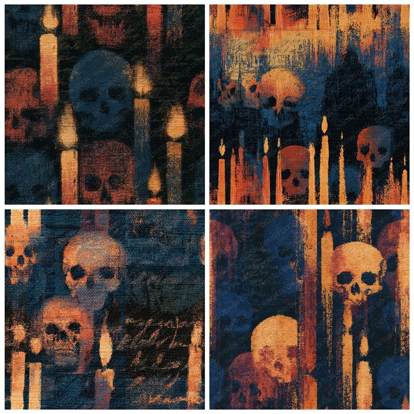 Tapestry Skulls Candles Copper Seamless Digital Paper Pack (DDD013221)