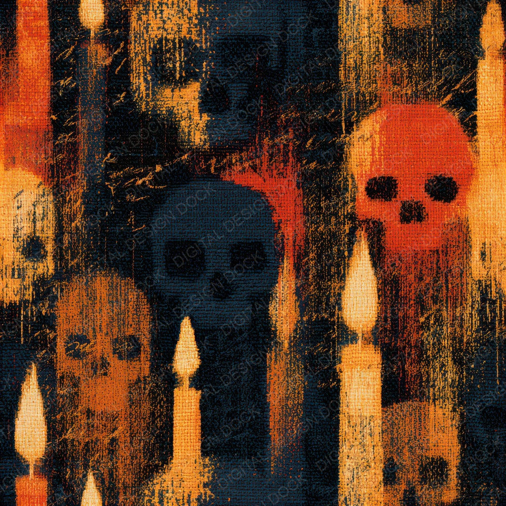Tapestry Skulls Candles Copper Seamless Digital Paper Pack (DDD013221)