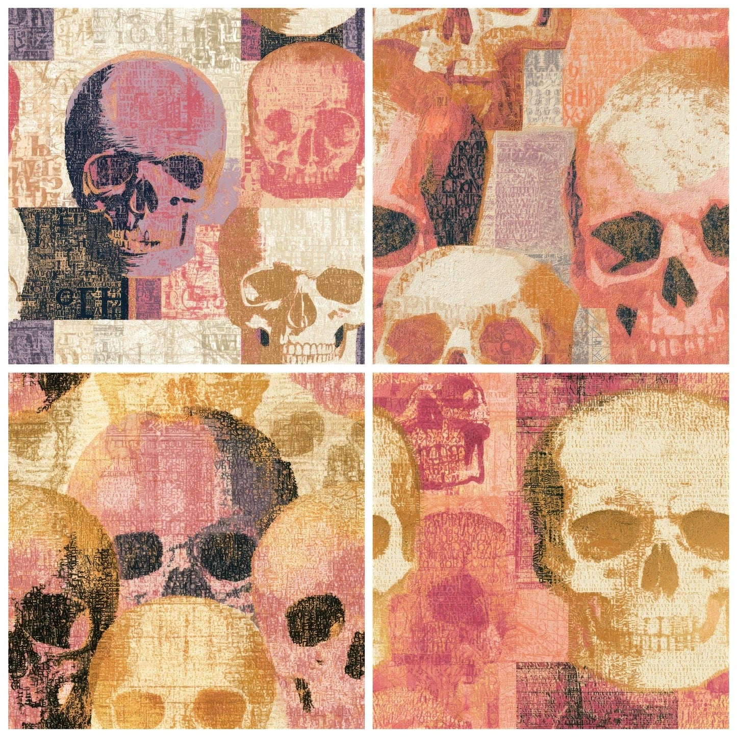 ASCII Skulls Dusty Pink Cream Seamless Digital Paper Pack (DDD013229)
