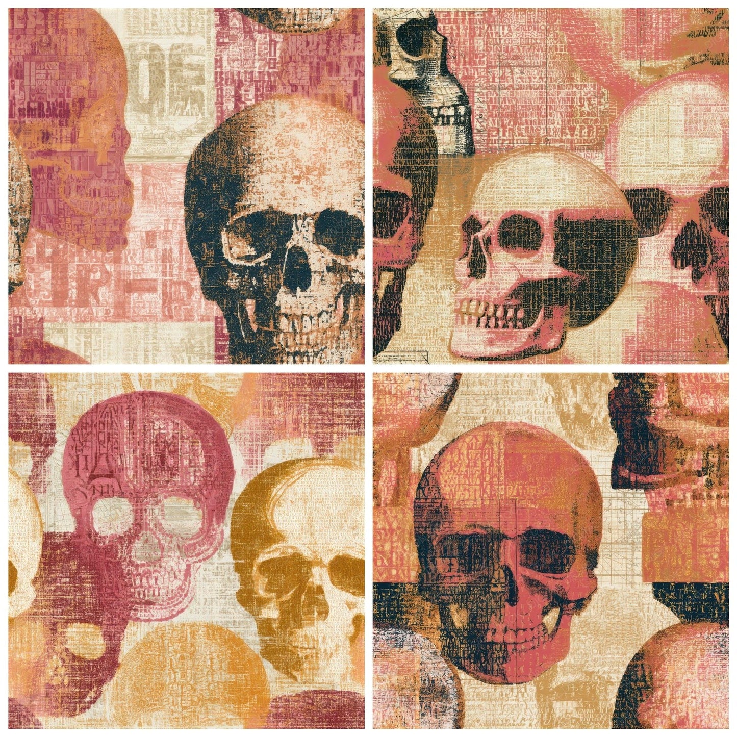 ASCII Skulls Dusty Pink Cream Seamless Digital Paper Pack (DDD013229)