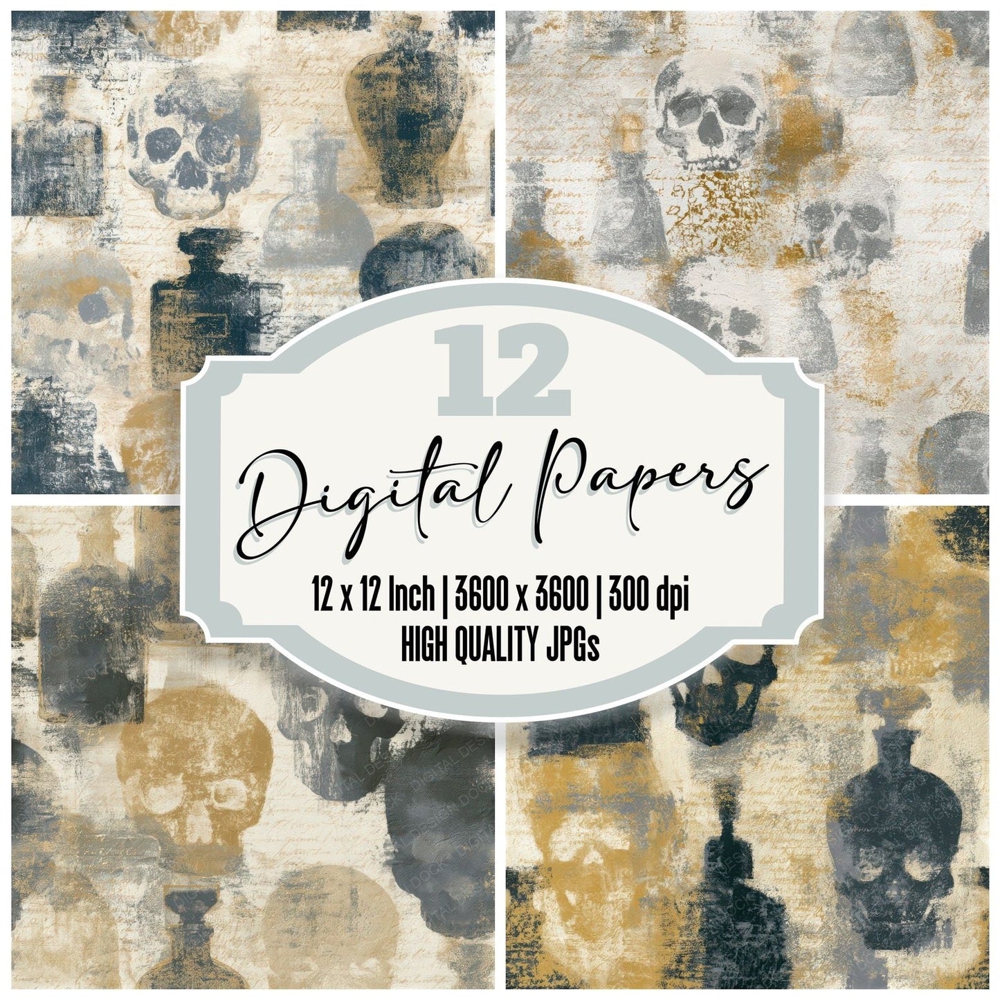 Fresco Skulls Perfume Thunder Seamless Digital Paper Pack (DDD013232)