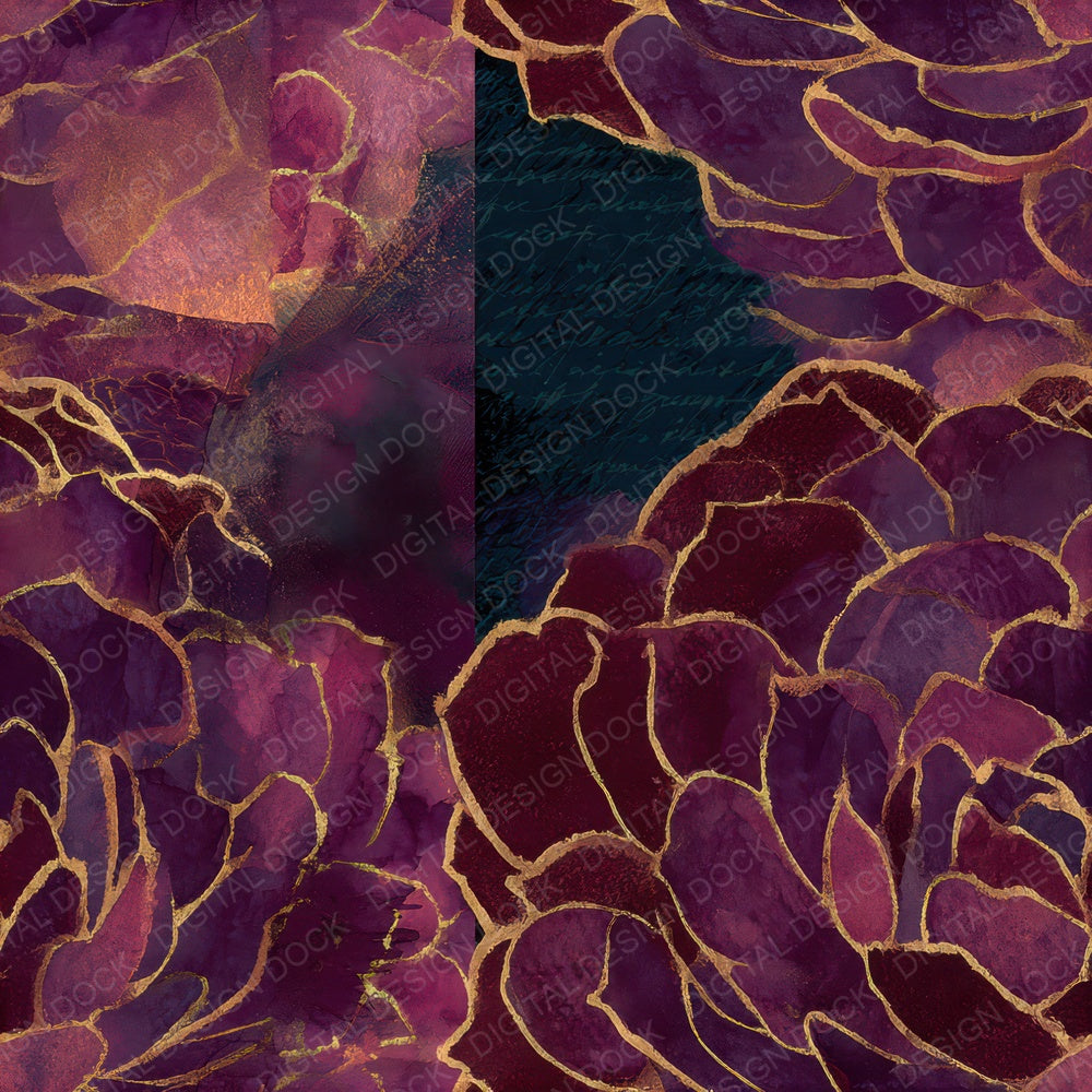 Ink Wash Succulents Aubergine Seamless Digital Paper Pack (DDD013234)