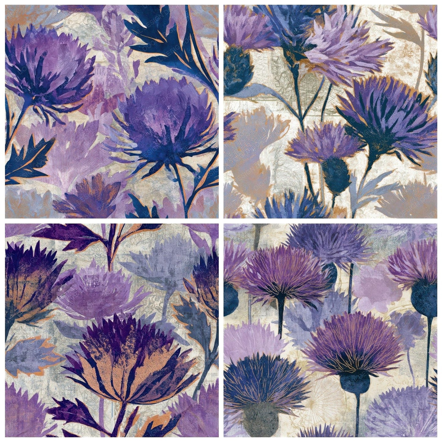 Naturalist Thistle Amethyst Lavender Seamless Digital Paper Pack (DDD013237)