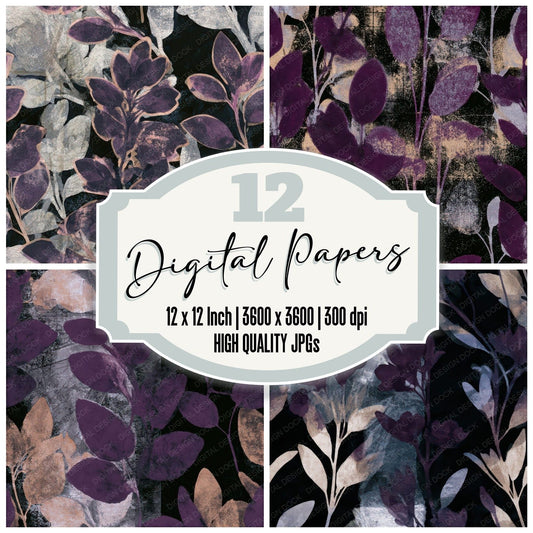 Photogram Sage Pearl Aubergine Seamless Digital Paper Pack (DDD013239)