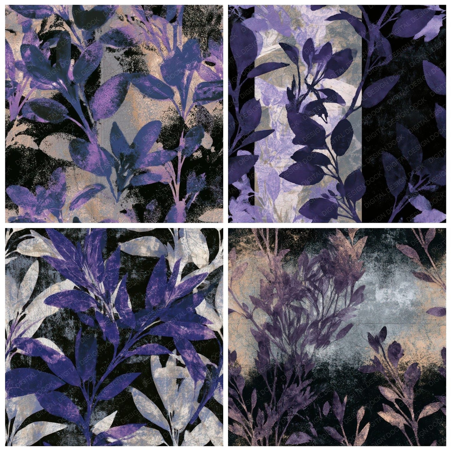 Photogram Sage Pearl Aubergine Seamless Digital Paper Pack (DDD013239)
