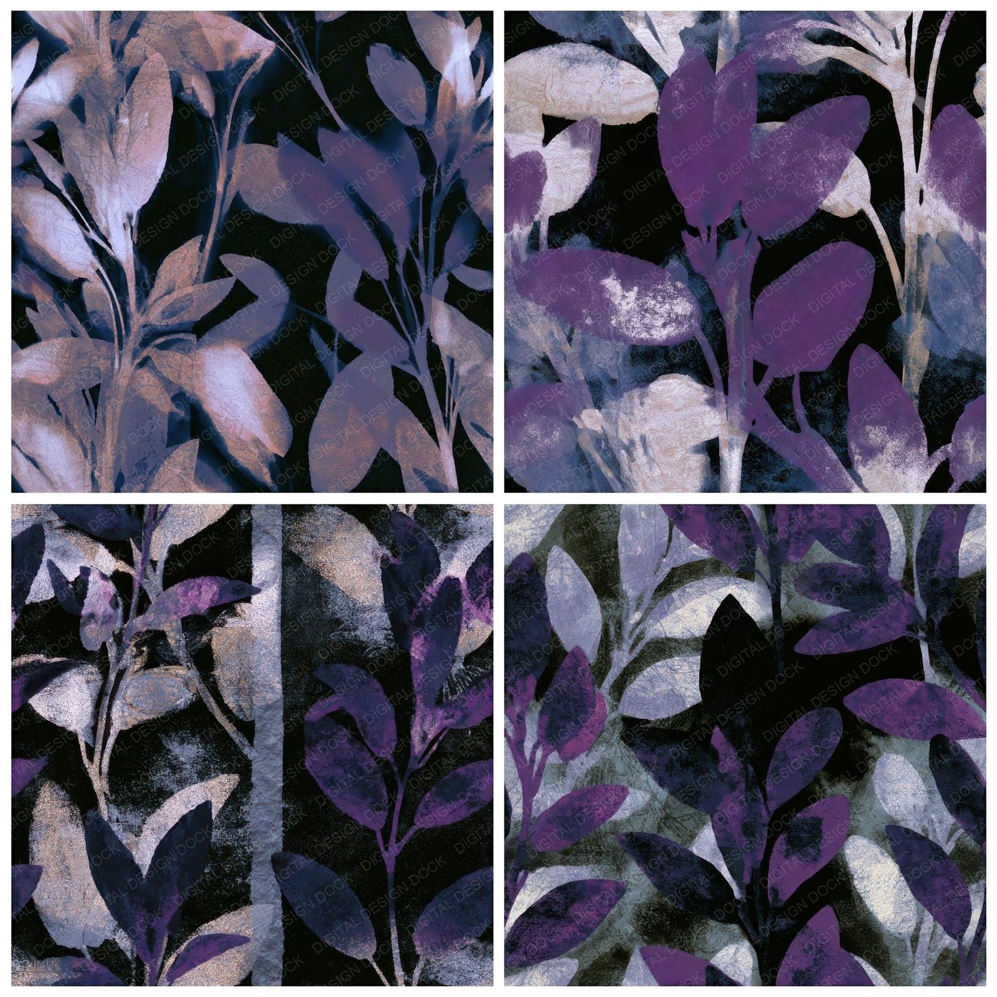 Photogram Sage Pearl Aubergine Seamless Digital Paper Pack (DDD013239)