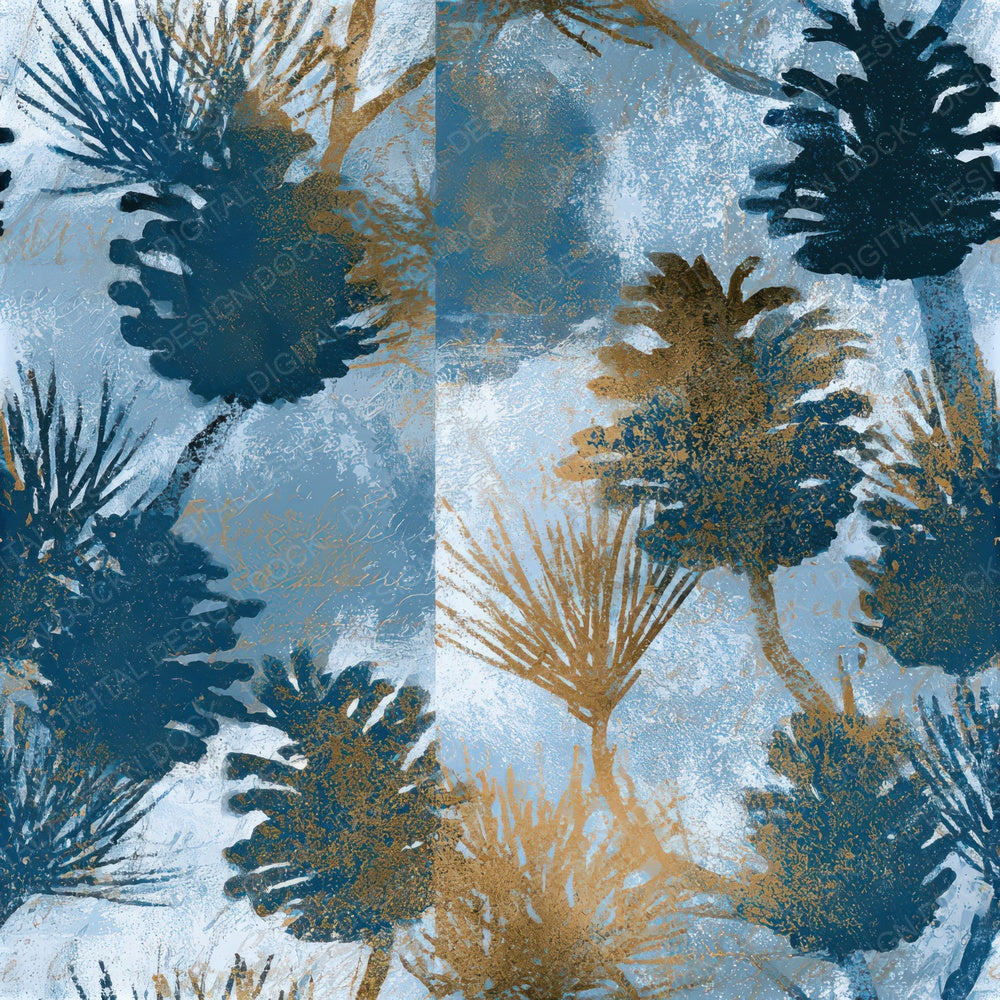 Screenprint Pine Cones Icy Blue Seamless Digital Paper Pack (DDD013242)