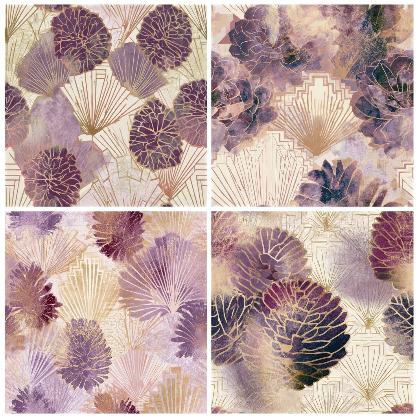 Art Deco Pine Cone Lilac Seamless Digital Paper Pack (DDD013245)