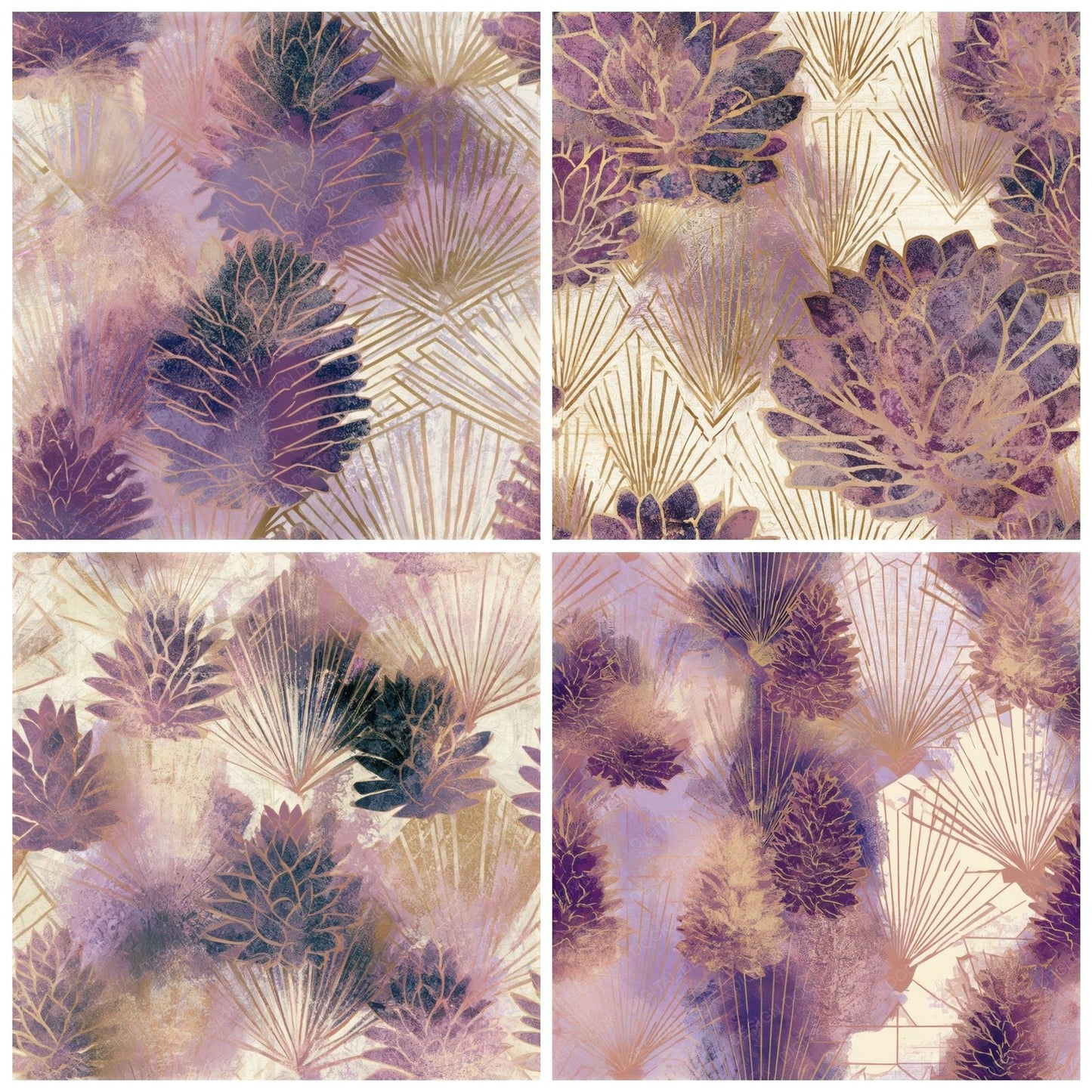 Art Deco Pine Cone Lilac Seamless Digital Paper Pack (DDD013245)