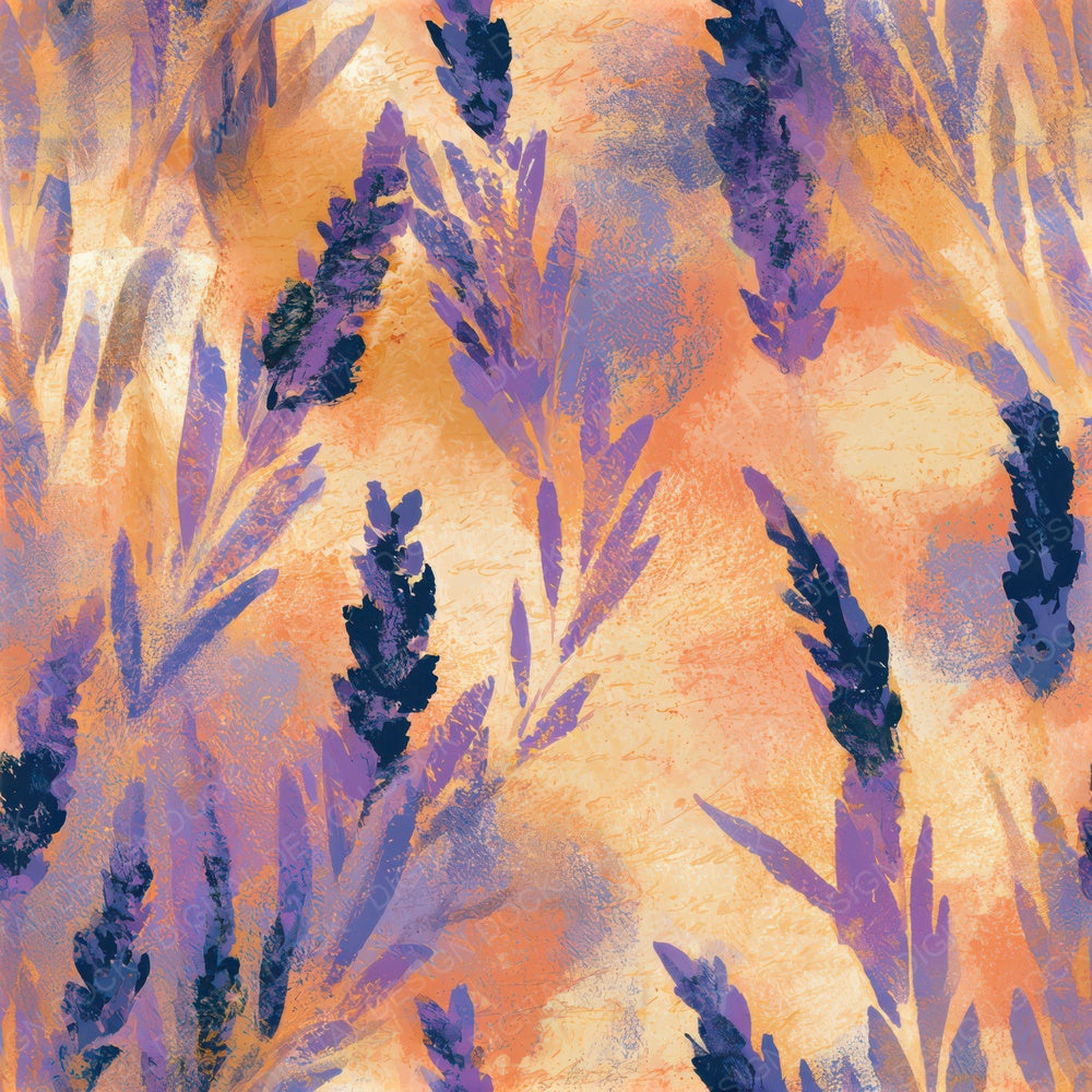 Impressionist Lavender Tangerine Peach Seamless Digital Paper Pack (DDD013247)