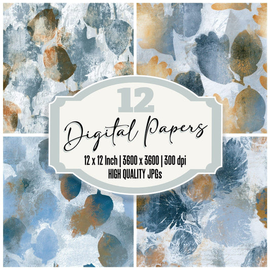 Monoprint Acorns Silver Grey Seamless Digital Paper Pack (DDD013250)