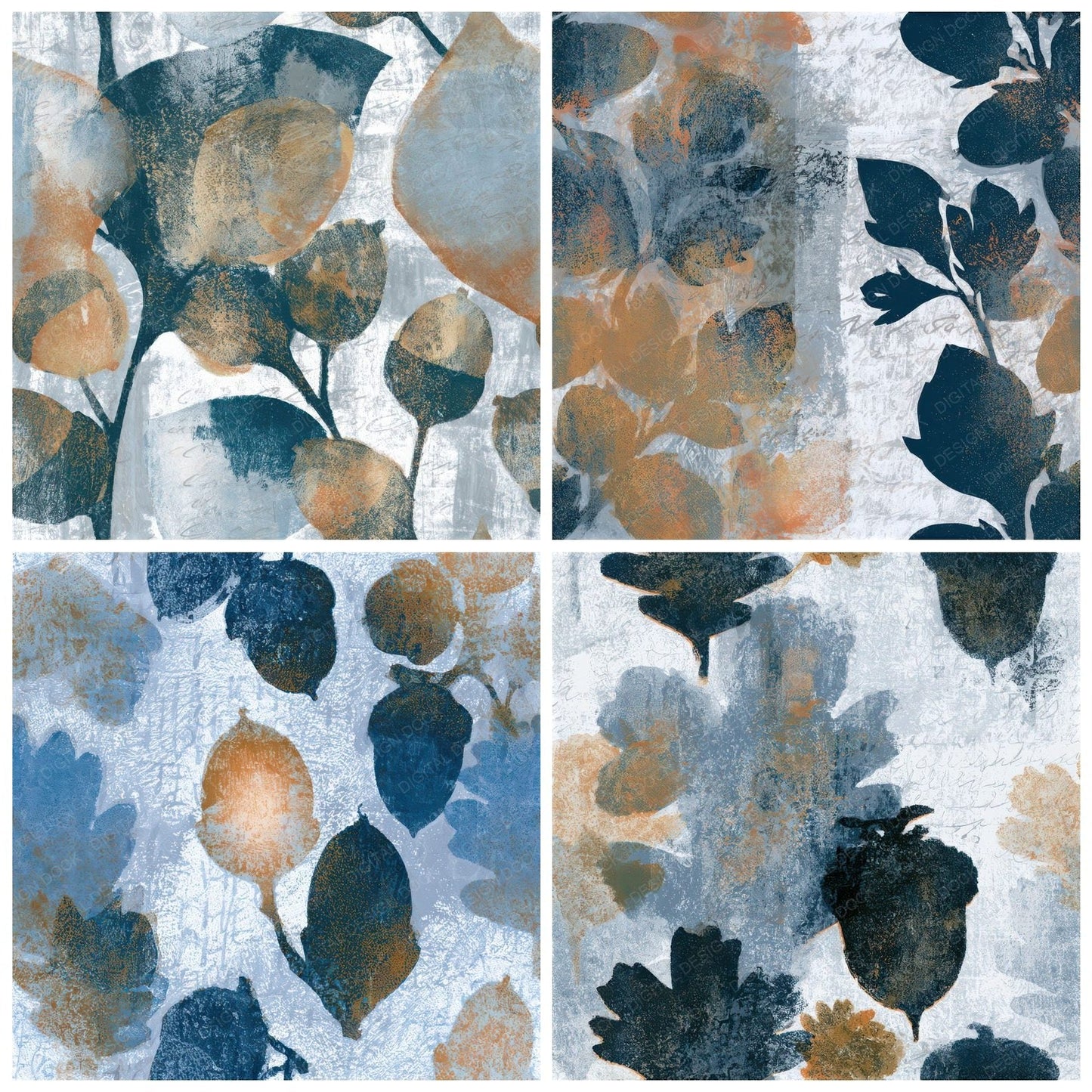 Monoprint Acorns Silver Grey Seamless Digital Paper Pack (DDD013250)