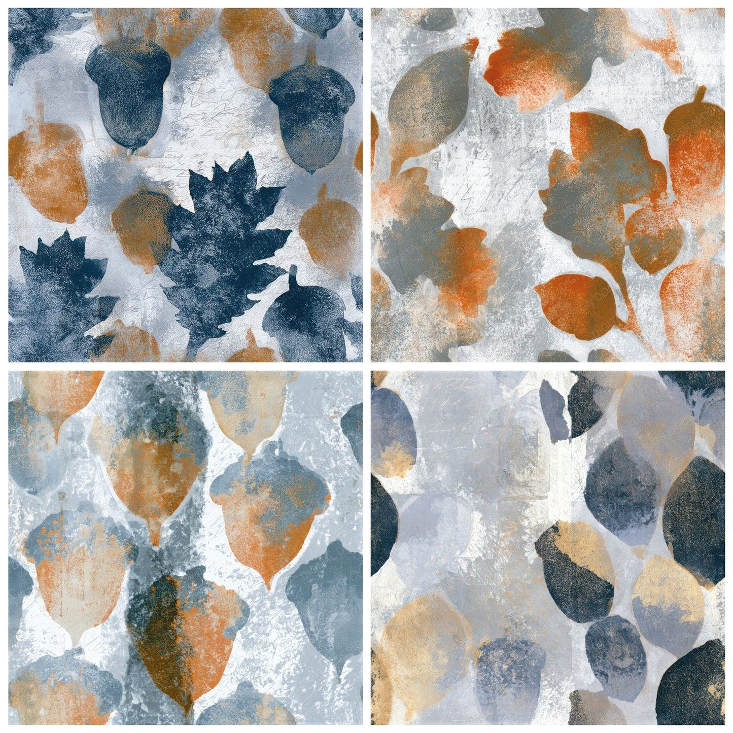 Monoprint Acorns Silver Grey Seamless Digital Paper Pack (DDD013250)