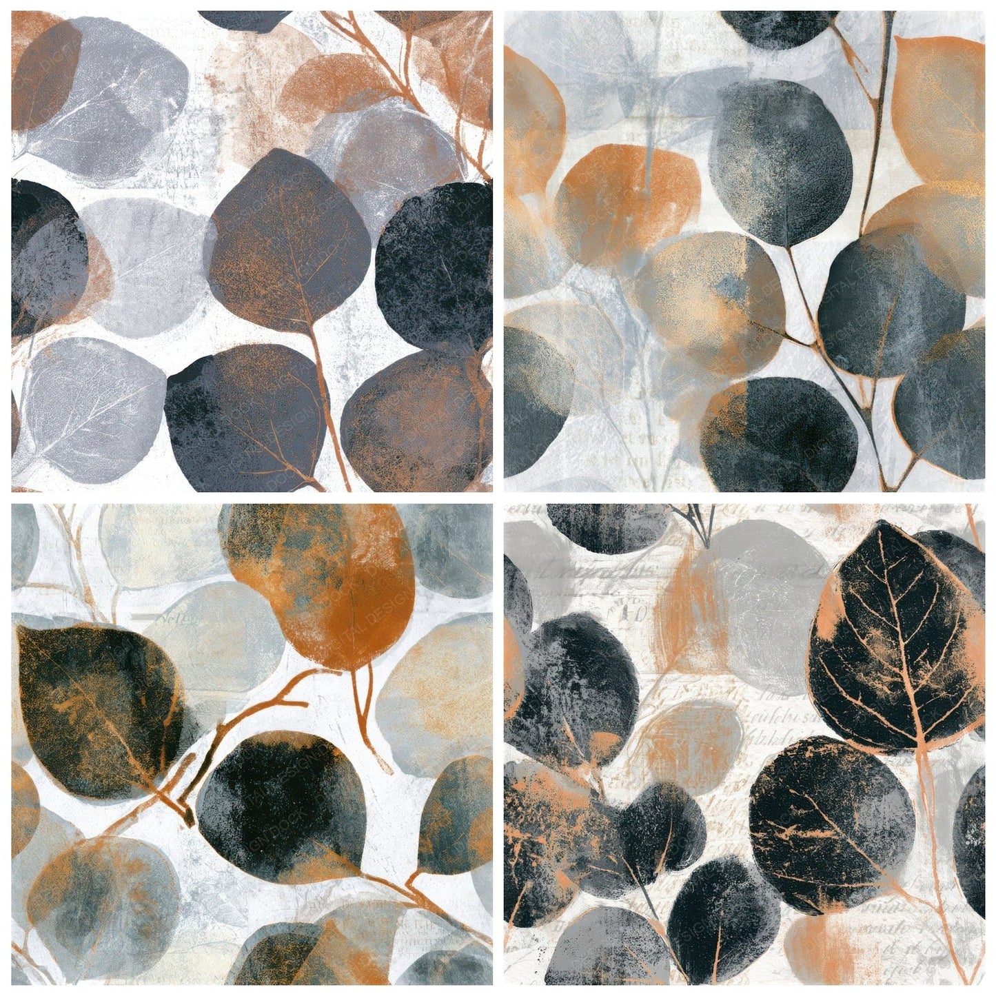 Monoprint Eucalyptus Silver Seamless Digital Paper Pack (DDD013252)