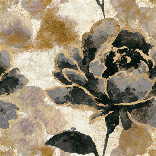 Sumi-e Peony Sepia Seamless Digital Paper Pack (DDD013255)