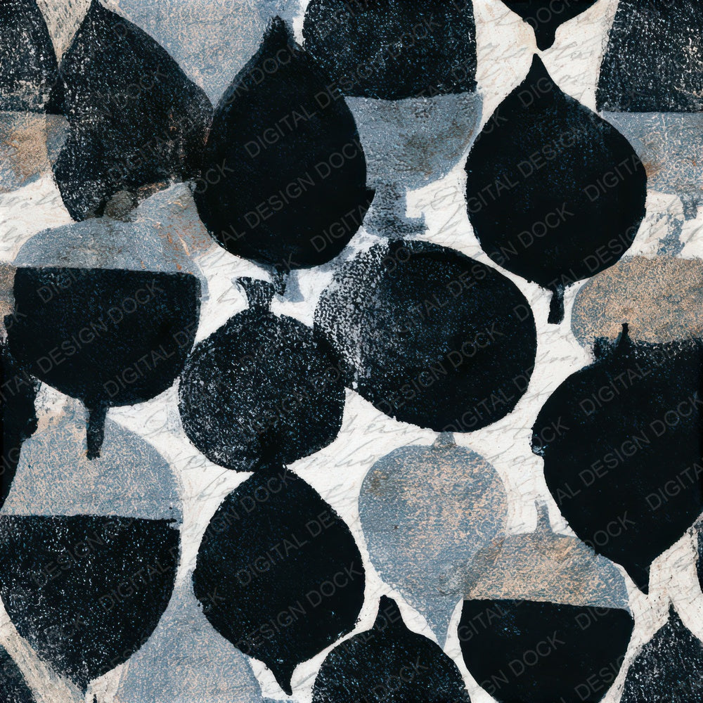 Woodblock Acorn Chalk White Seamless Digital Paper Pack (DDD013257)