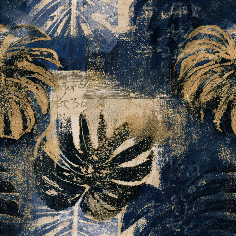 Monoprint Monstera Midnight Bone Seamless Digital Paper Pack (DDD013270)