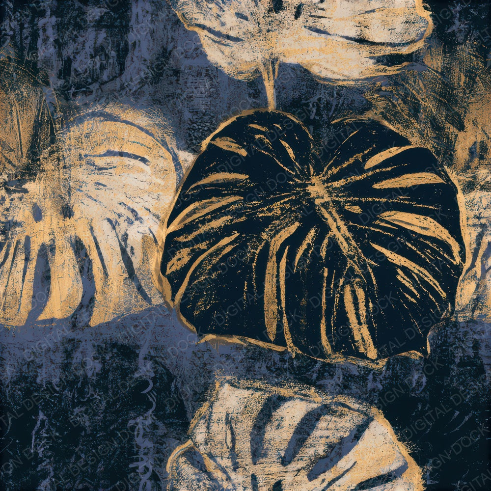 Monoprint Monstera Midnight Bone Seamless Digital Paper Pack (DDD013270)