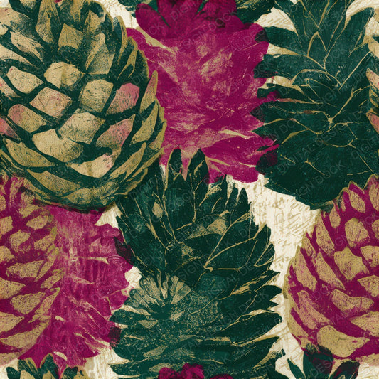 Monoprint Pine Cones Magenta Seamless Digital Paper Pack (DDD013271)