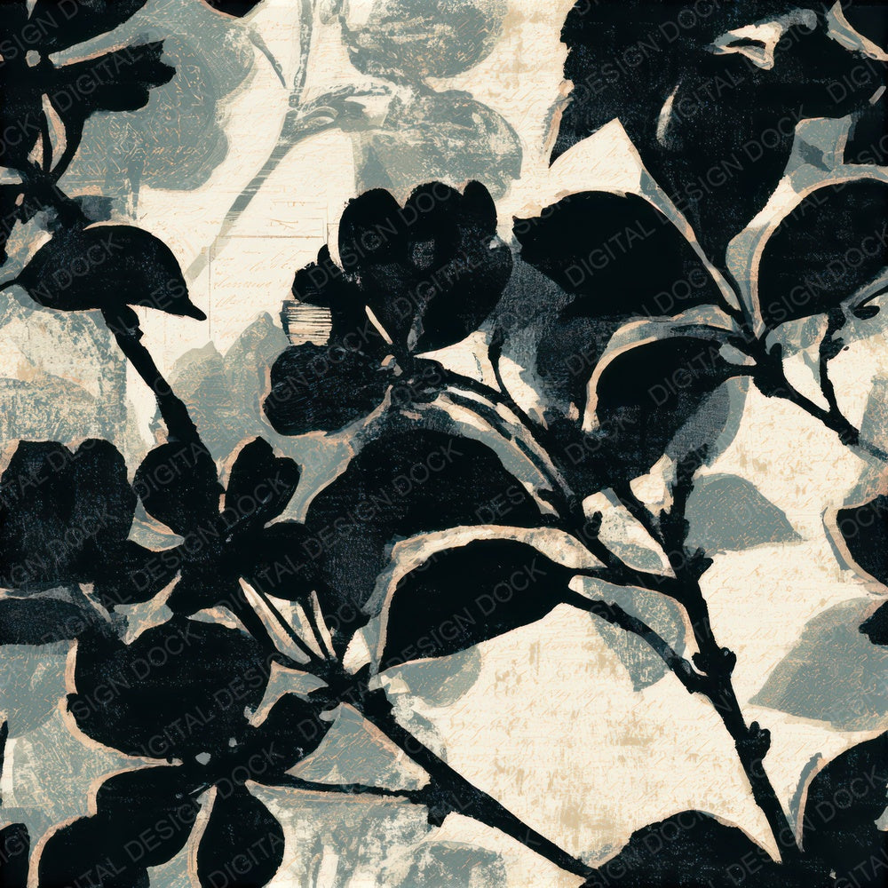 Woodblock Cherry Blossoms Cream Seamless Digital Paper Pack (DDD013274)