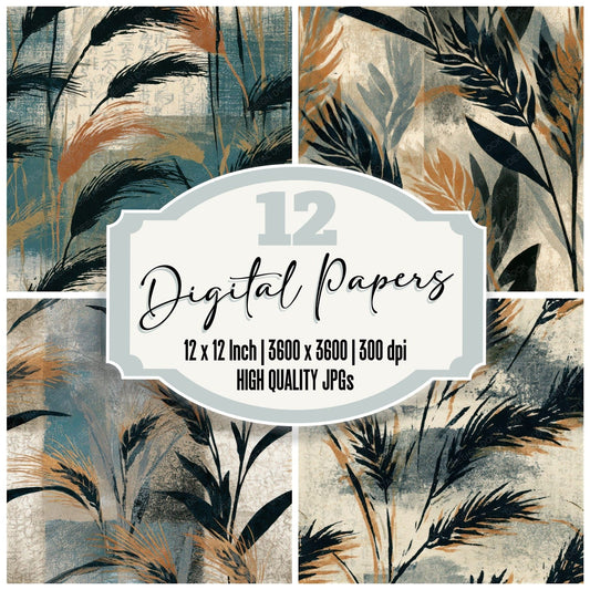 Woodblock Wheat Bone Seamless Digital Paper Pack (DDD013277)