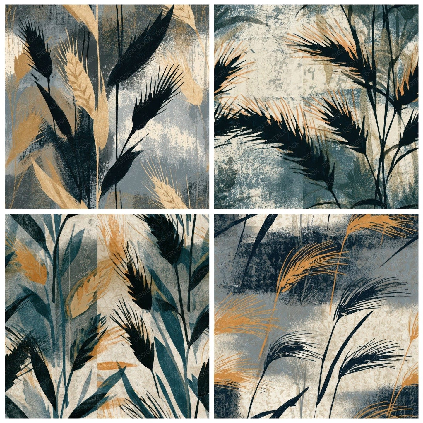 Woodblock Wheat Bone Seamless Digital Paper Pack (DDD013277)