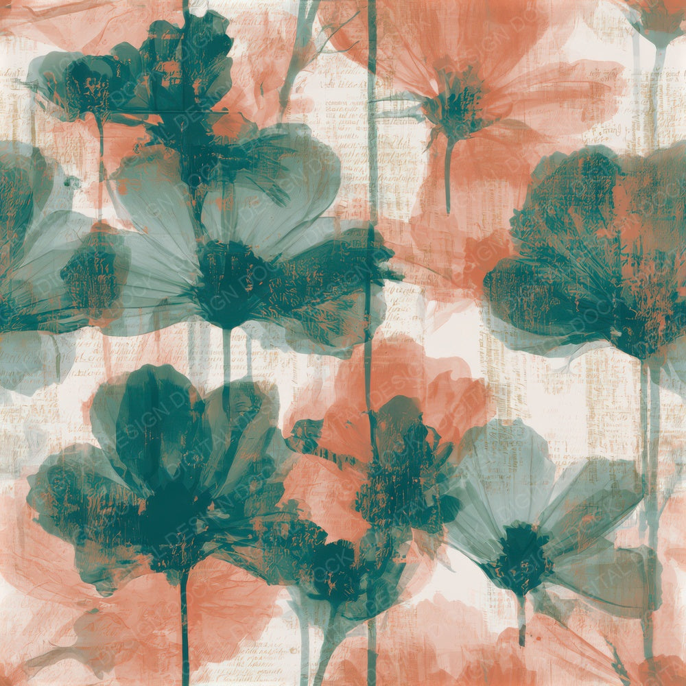 X-ray Cosmos Papaya Jade Seamless Digital Paper Pack (DDD013283)