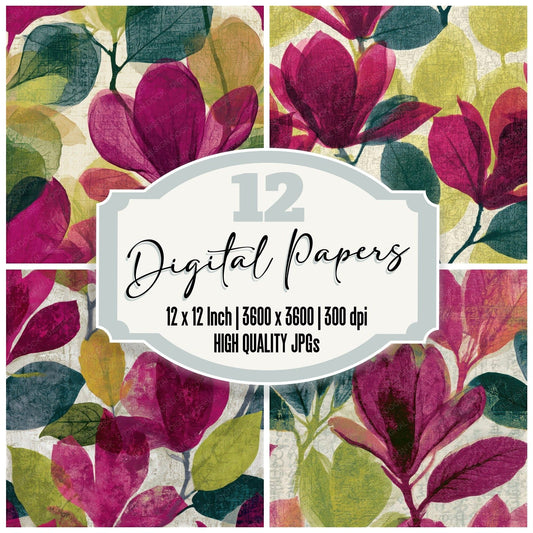 X-ray Magnolia Fuchsia Lime Seamless Digital Paper Pack (DDD013284)
