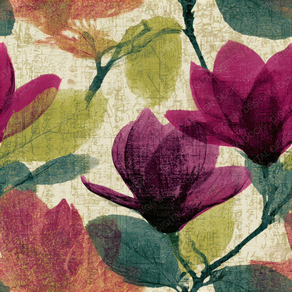 X-ray Magnolia Fuchsia Lime Seamless Digital Paper Pack (DDD013284)