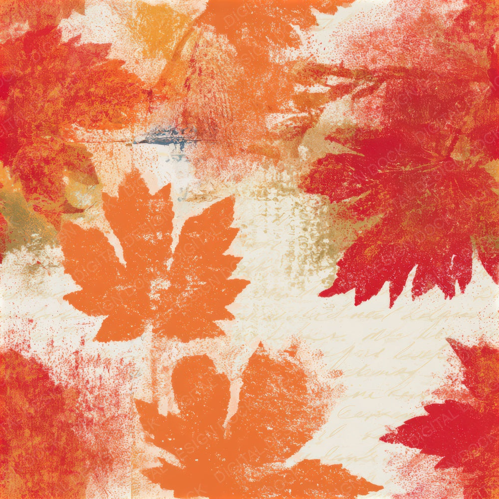 Minimal Maple Leaves Circus Red Gold Seamless Digital Paper Pack (DDD013286)