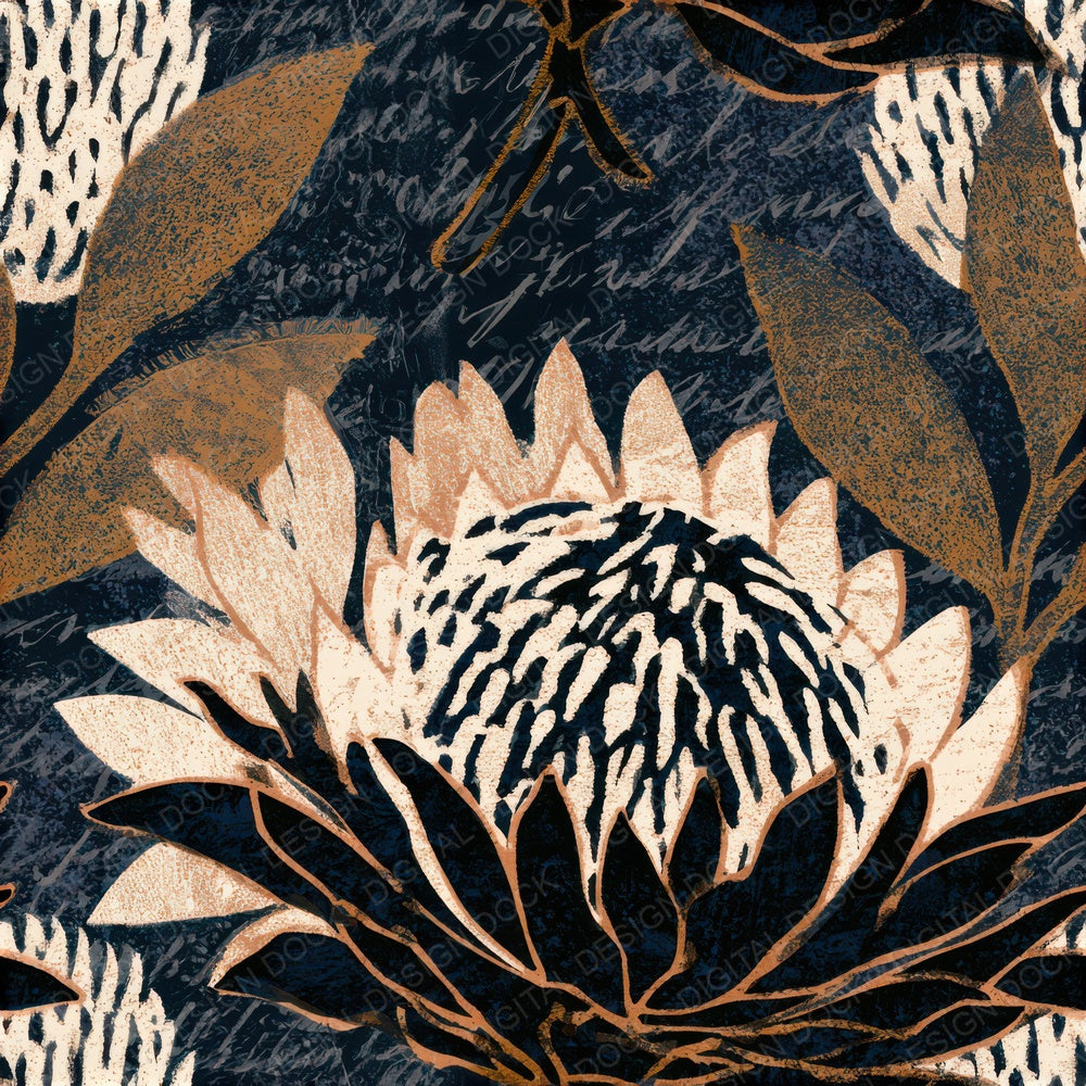 Screenprint Banksia Midnight Bone Seamless Digital Paper Pack (DDD013290)