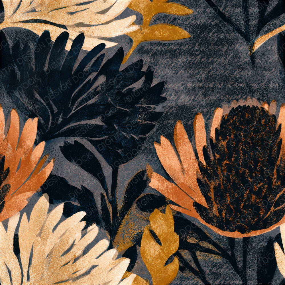 Screenprint Banksia Midnight Bone Seamless Digital Paper Pack (DDD013290)