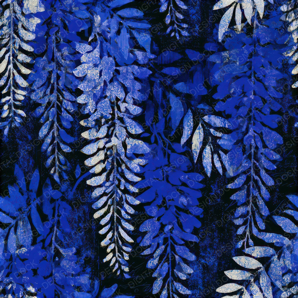Woodblock Wisteria Navy Electric Seamless Digital Paper Pack (DDD013297)
