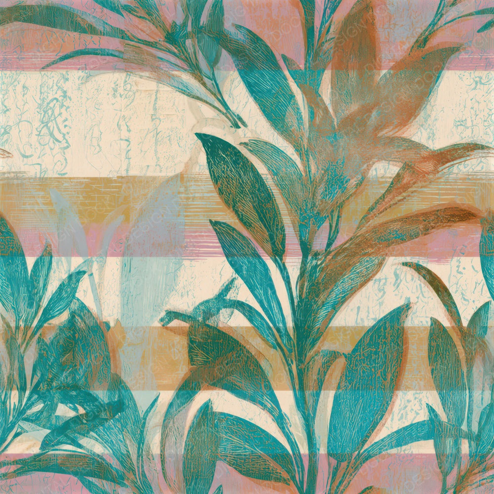 Woodcut Sage Turquoise Pink Seamless Digital Paper Pack (DDD013300)
